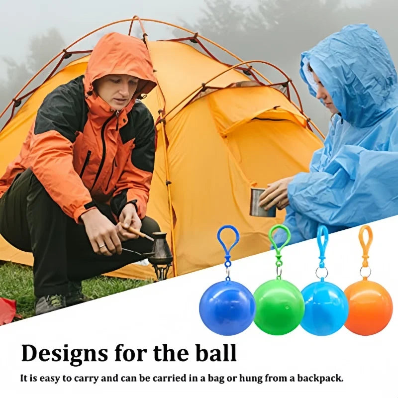 3/5/7pcs portable raincoat balls, disposable thickened raincoats with spherical storage boxes, suitable for hiking and camping,