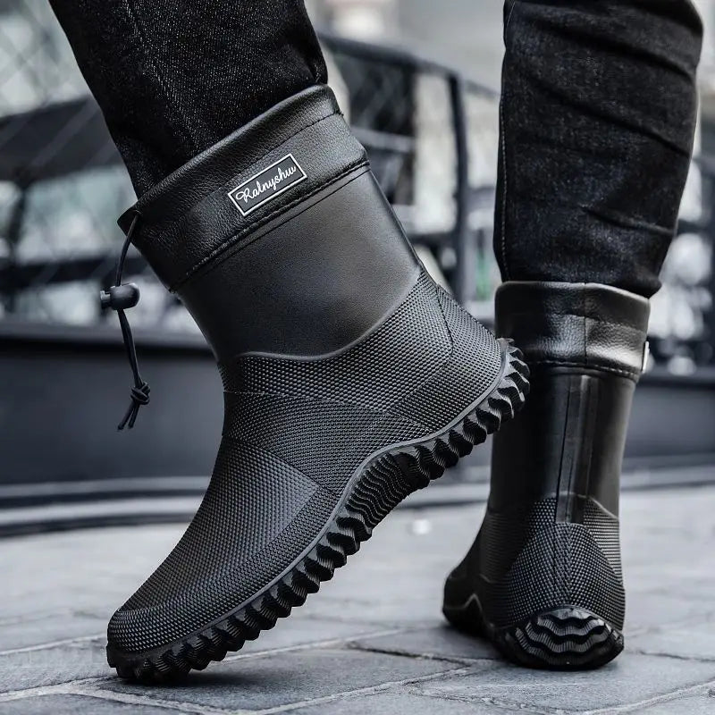 Waterproof Short Rain Boots for Men Chef Kitchen Wear-resistant Garden Wellies Low-heel Work Outdoor Original Summer Man Shoes