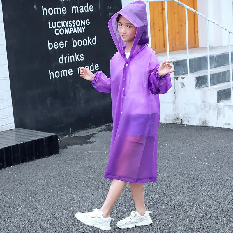 Children Rain Poncho Non-Disposable Travel Rain Gear Coat Outdoor Hiking Accessories Child Raincoat Kids Rainwear Waterproof