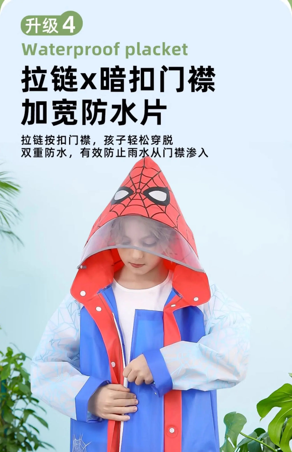 Disney Kids Raincoat Wateproof Children Elsa Spider-Man Rain Poncho Rain Coat Jacket with Backpack Position Student RainWear