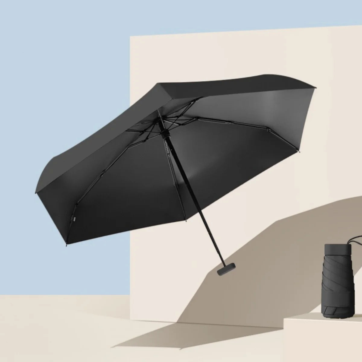 1pc Simple Travel Portable Ultra-light Sixfold UV-resistant Mini Umbrella