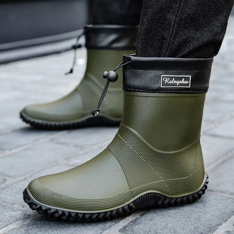 Waterproof Short Rain Boots for Men Chef Kitchen Wear-resistant Garden Wellies Low-heel Work Outdoor Original Summer Man Shoes