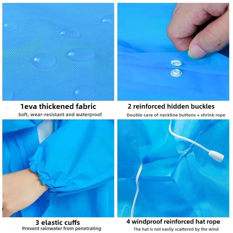 rain coat poncho EVA Rain Suit - Windproof & Waterproof Full-Coverage Raincoat - Thick Unisex Outdoor Gear for Travel/Camping
