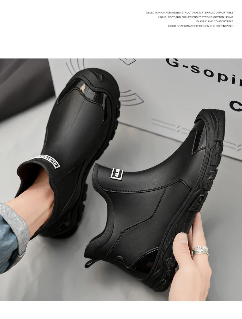 Waterproof Cross-Border Men's Rain Shoes Fashionable Short Socks Thickened Warm Rubber Work Anti-Slip Fishing Kitchen Rain Boots