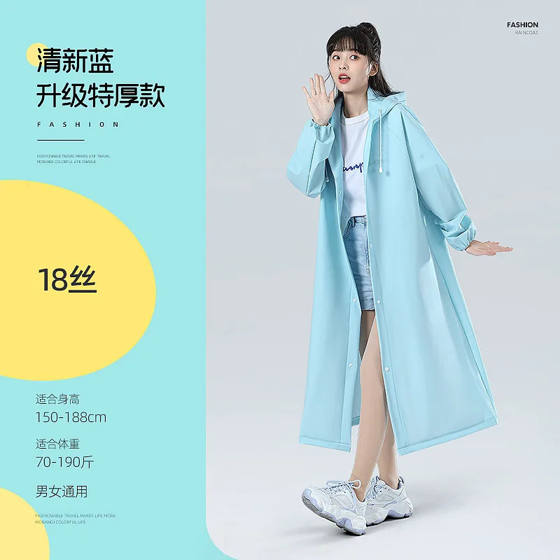 【Reusable EVA Raincoat】Transparent One-Piece Poncho for Adults Portable Outdoor Rainwear Eco-Friendly Waterproof EVA Material