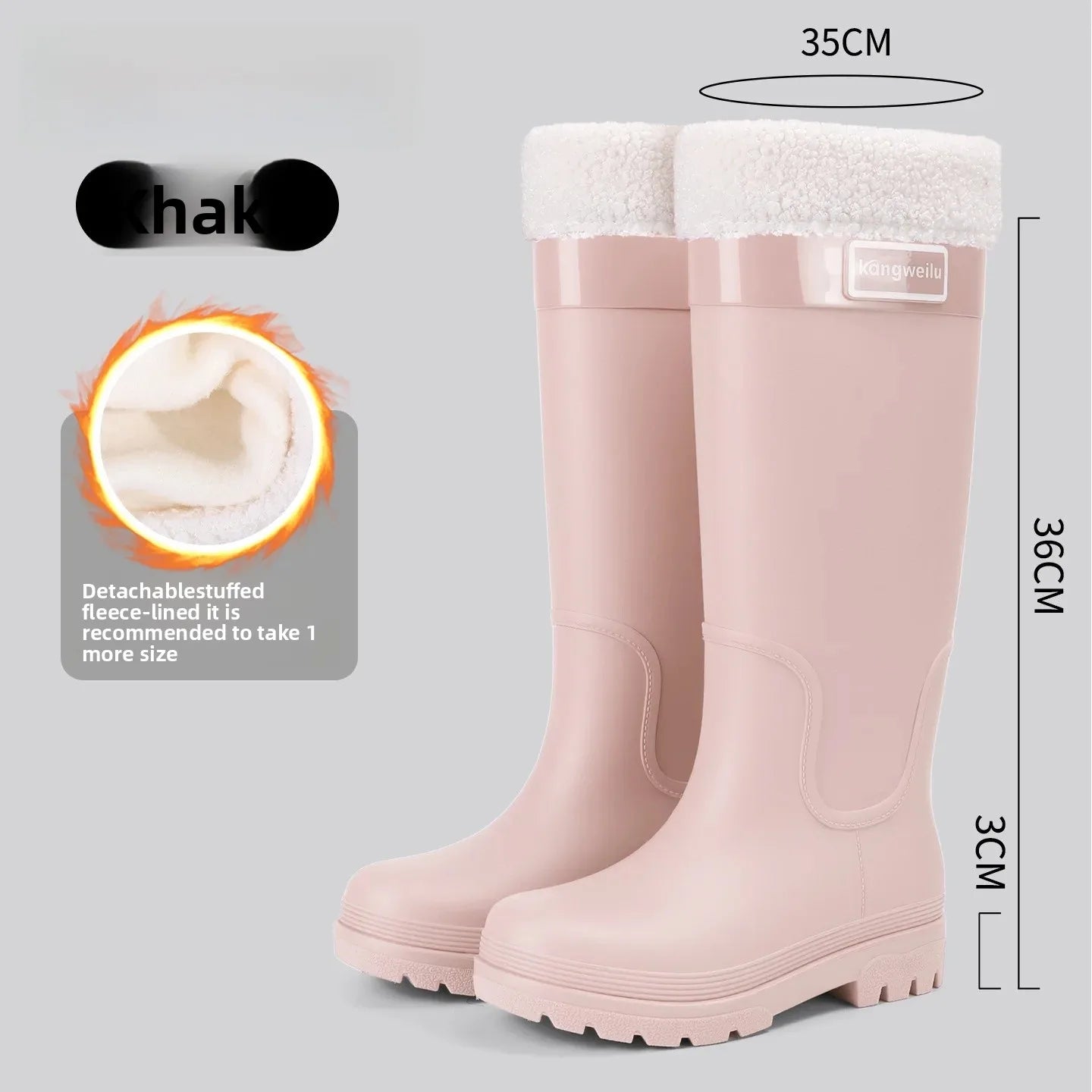 Fashionable High-Tube Women's Rain Boots Anti-Slip Waterproof Kitchen Water Shoes Long Tube PVC Material Adult Slip-Resistant Sh