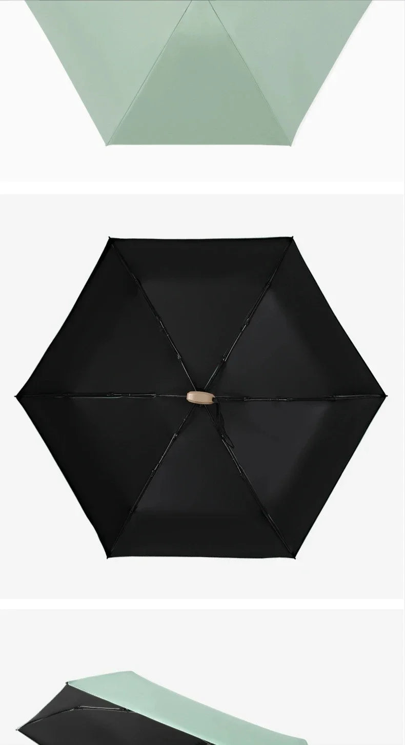 Small Pocket Rainproof Travel Umbrella Anti-UV Vinyl Folding Umbrella Parasol Mini Capsule Pocket Parasol Sun Umbrella