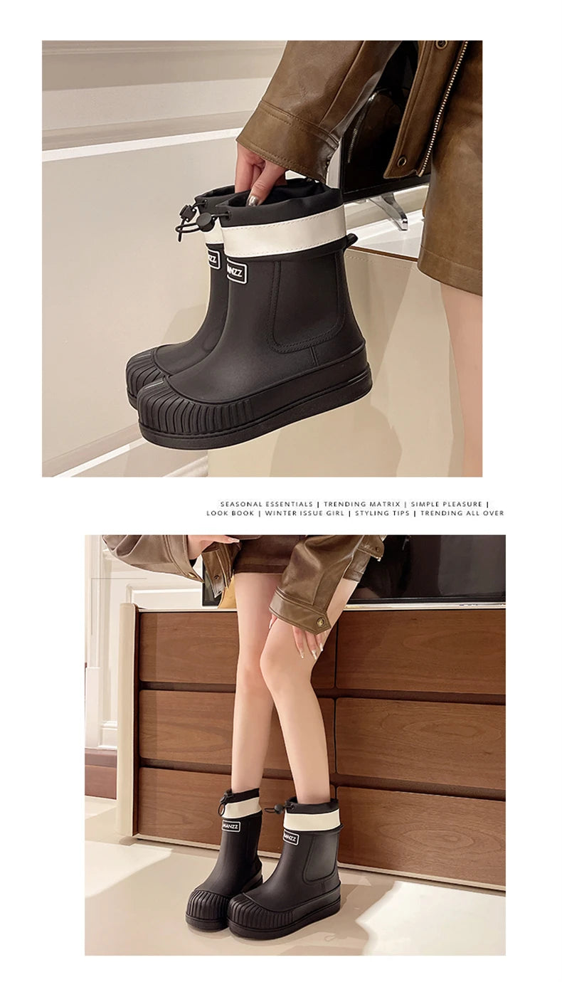 Lady Rain Boots Fashion Non-slip Soft Comfort Waterproof Rain Boots Women Outdoor Hiking School Rainy Days On Foot Camping