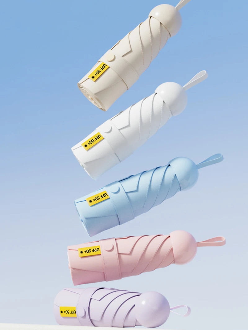 Compact Travel Mini Umbrella Uv Protection Capsule Umbrella 5 Fold Ultra Lightweight Sunshade Umbrellas Protable Manual