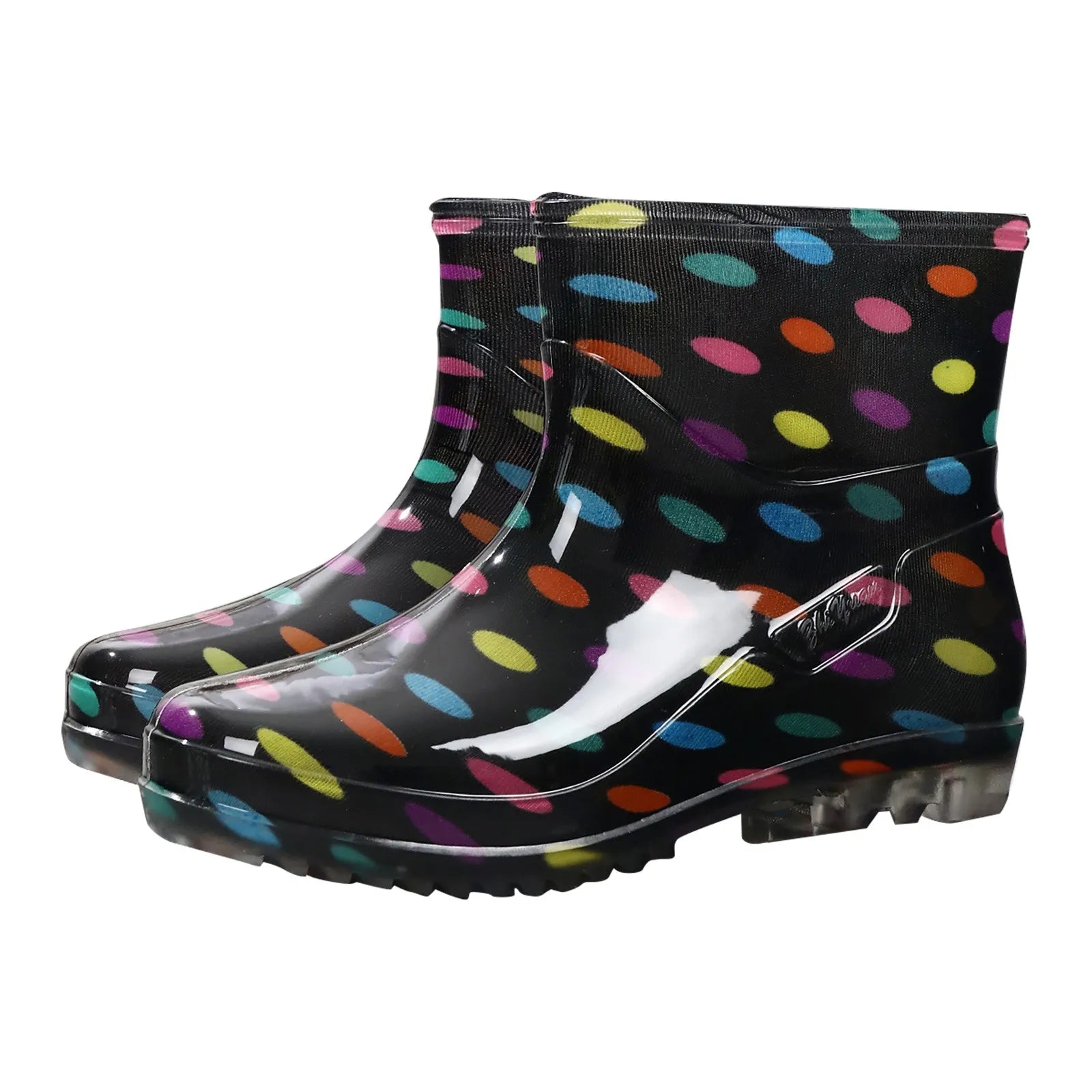Black Polka Dots Women's Rain Shoes Waterproof And Non-slip Kitchen Work Rubber Shoes Pvc Short Tube Rain Boots Summer Shoes