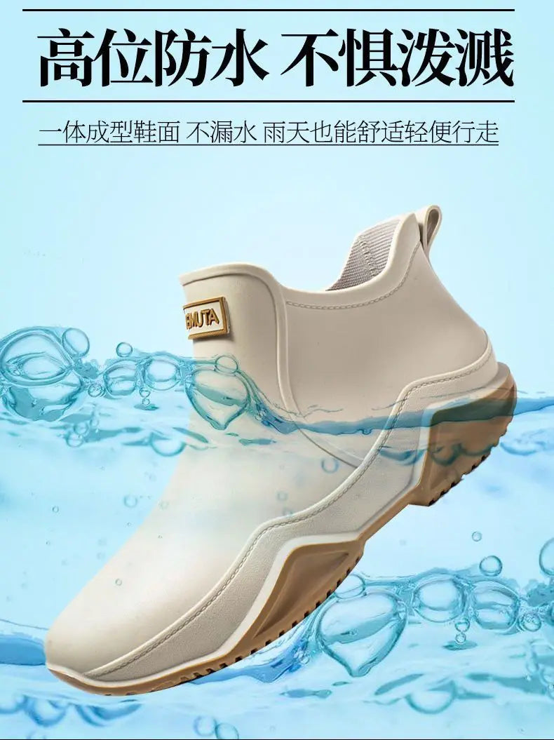 Fashion rubber rain boots for men and women rain shoes, outdoor fishing waterproof shoes, stylish outdoor wear rain boots