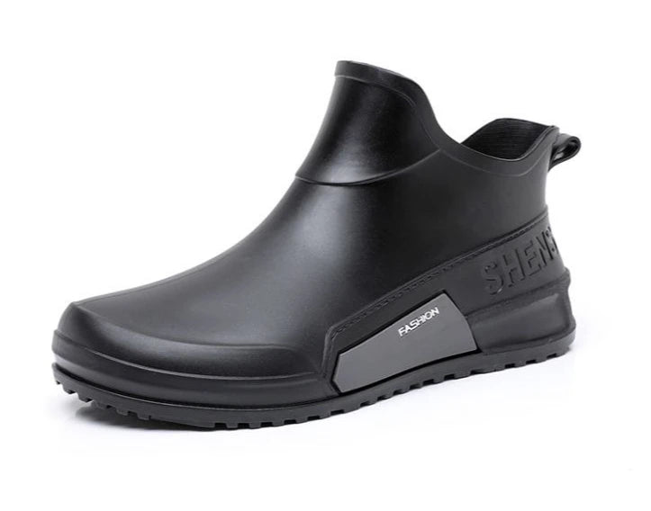 Waterproof Ankle Rain Boots for Men Chef Kitchen Fleece-lined Man Shoes Work Fashion Rainy Day Non-slip Garden Fishing Wellies