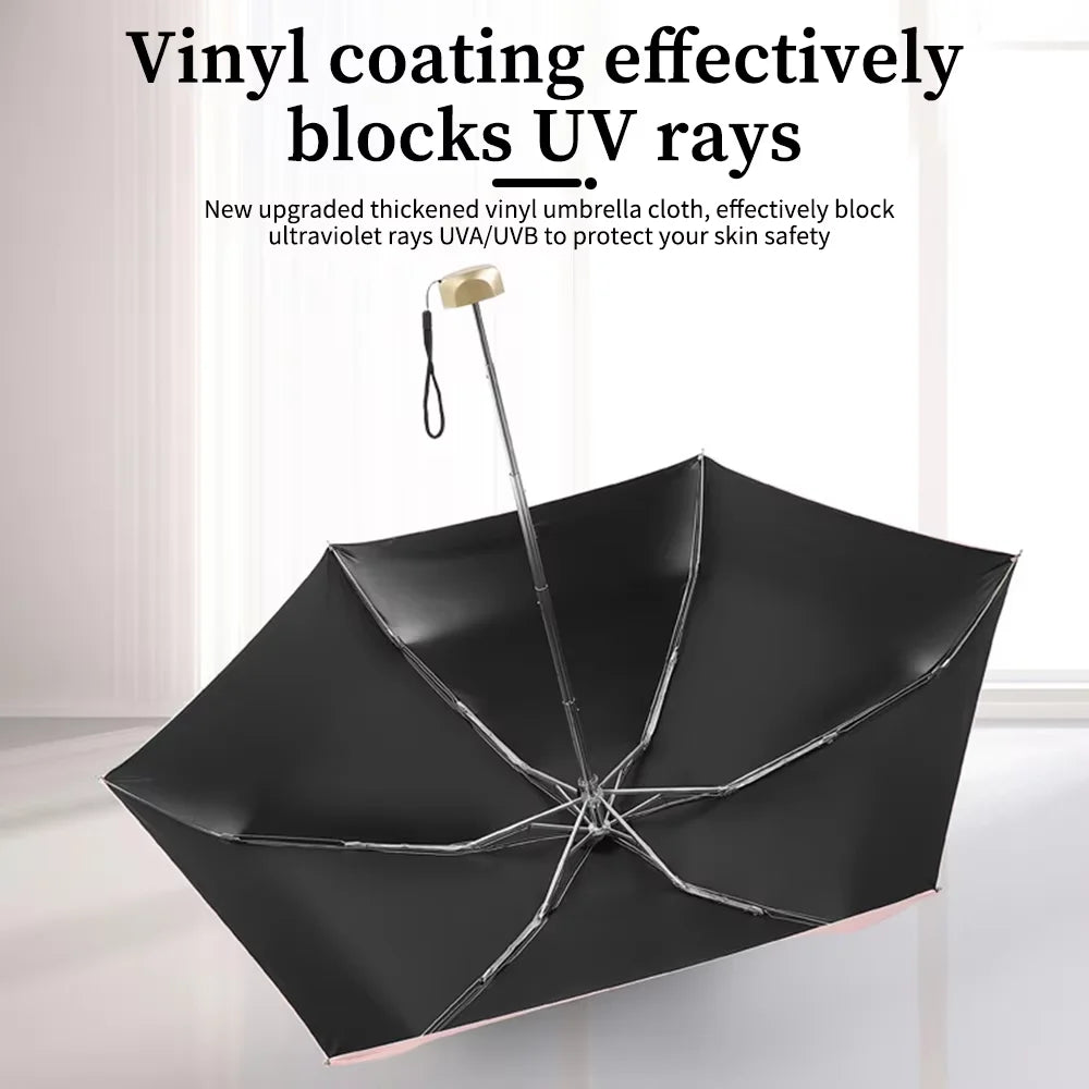 Small Pocket Mini Sun Umbrella Rainproof Travel Umbrella Vinyl Folding Umbrella Anti-UV Sun Shade Pocket Parasol Capsule