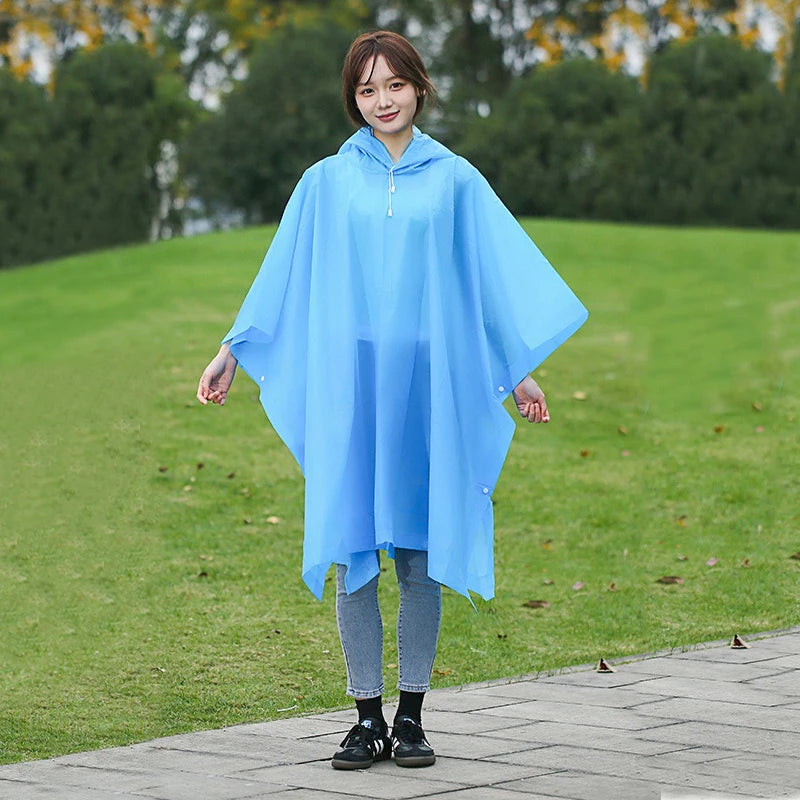 Disposable raincoat, cloak style three in one thick raincoat, suitable for camping, fishing, hiking, and trekking.