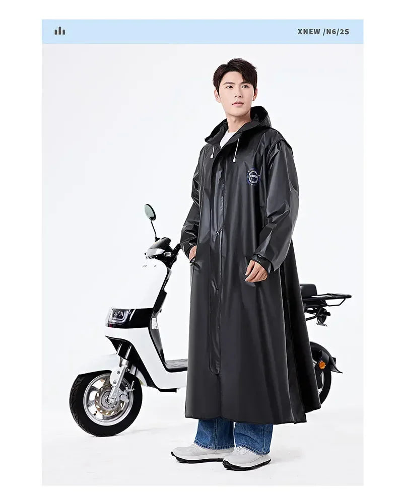 EVA Long Raincoat: Waterproof Zipper Rain Gear for Men & Women. Reusable Poncho with Pants, Portable Outdoor Travel Rain Jacket