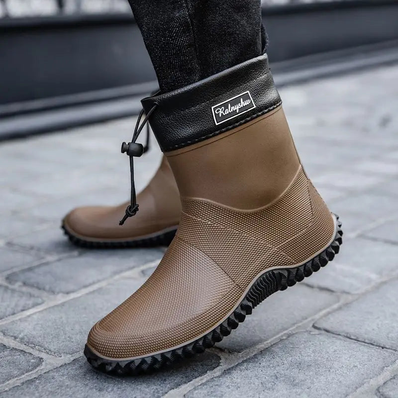 Waterproof Short Rain Boots for Men Chef Kitchen Wear-resistant Garden Wellies Low-heel Work Outdoor Original Summer Man Shoes