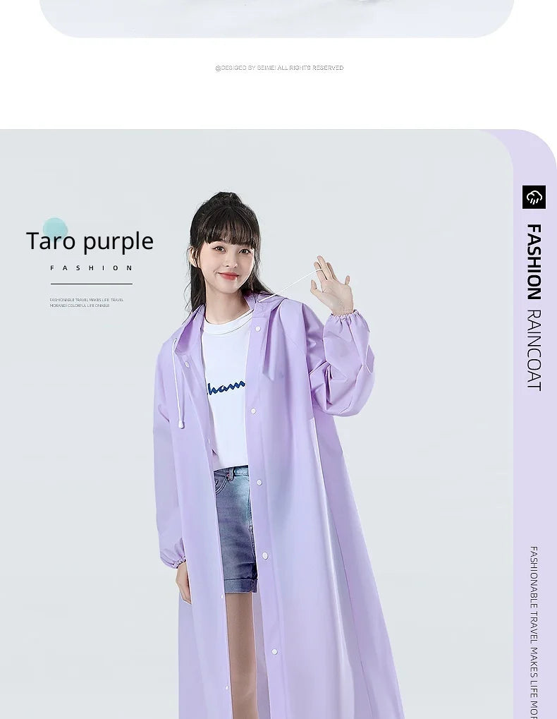 【Reusable EVA Raincoat】Transparent One-Piece Poncho for Adults Portable Outdoor Rainwear Eco-Friendly Waterproof EVA Material
