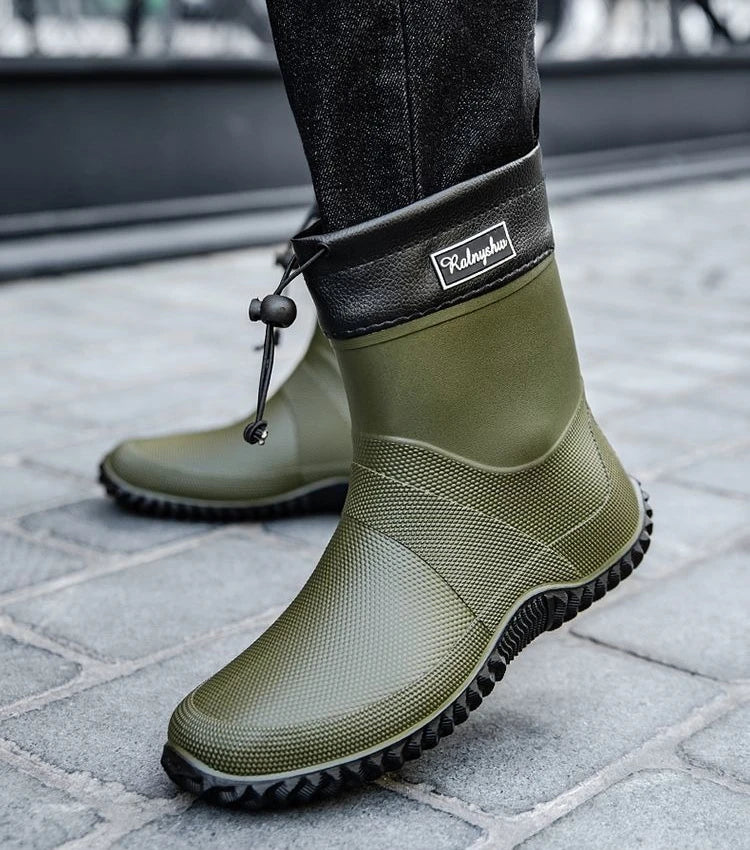 Waterproof Short Rain Boots for Men Chef Kitchen Wear-resistant Garden Wellies Low-heel Work Outdoor Original Summer Man Shoes