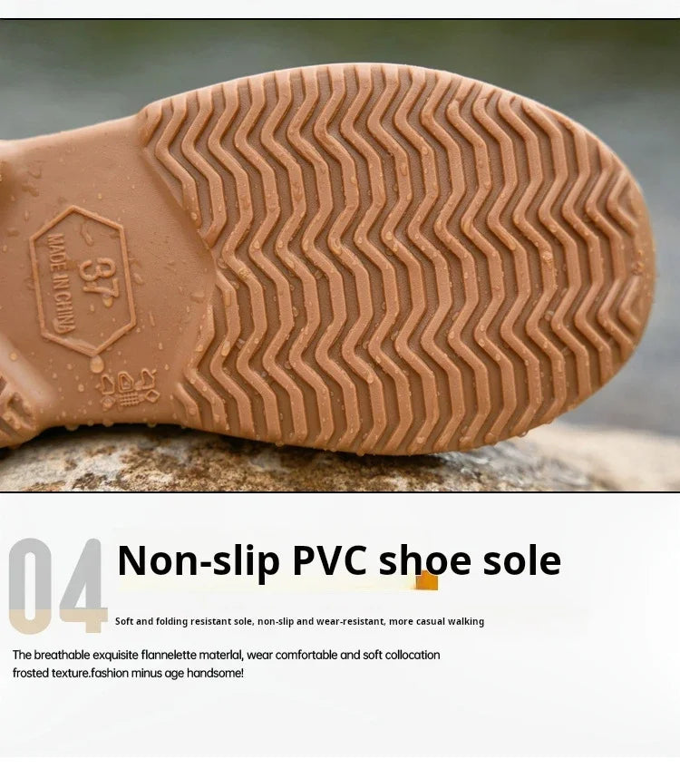 Winter Windproof Cotton Rain Boots Men Warm Light Ankle Rainboots Fashion Black Slip on Rain Shoes Men Waterproof Work Boot 2024