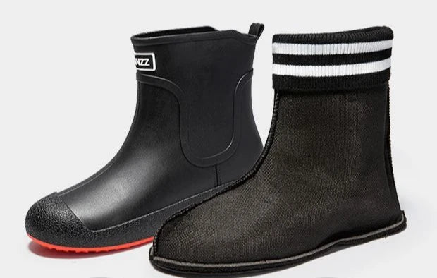 Winter Big Size Warm Waterproof Fleece-lined Short Men's Rain Boots Chef Kitchen Rainy Day Adult Without Lacing Mud Male Shoes