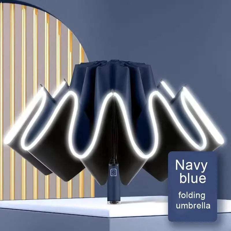 Big Umbrella Windproof Strong With Reflective Stripe Reverse Automatic Fold Umbrella UV Umbrella Insulation Portable Parasol