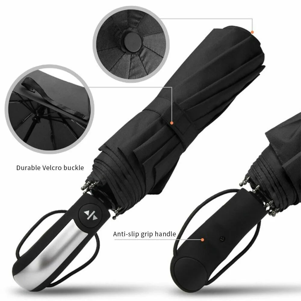 10 Ribs Strong Windproof Anti-UV Umbrella Automatic Open Close Folding Umbrella Travel Rain Men Women Umbrellas