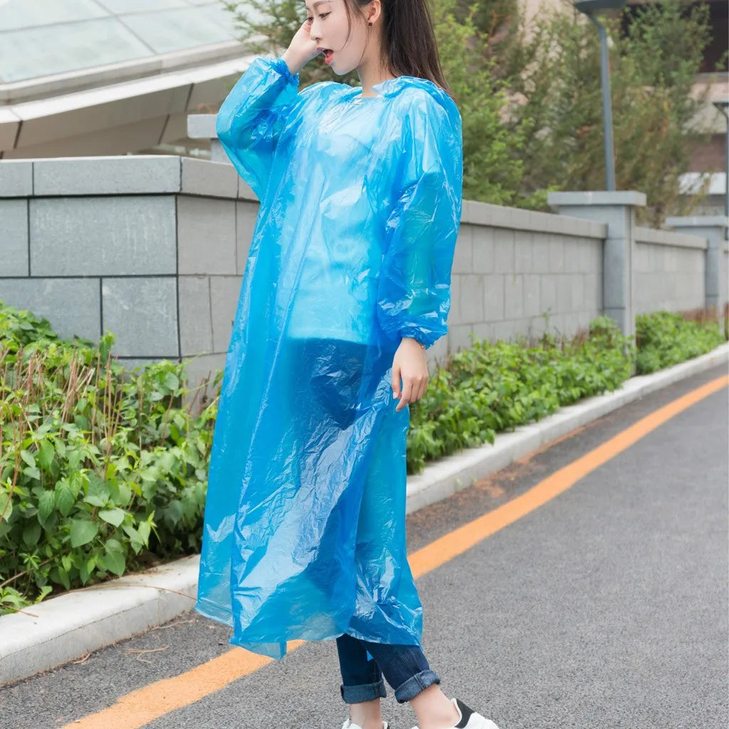 1pc Disposable Rain Ponchos Emergency Raincoat with Hood Clear Raincoat for Men Women Traveling Outdoor Camping Hiking Walking