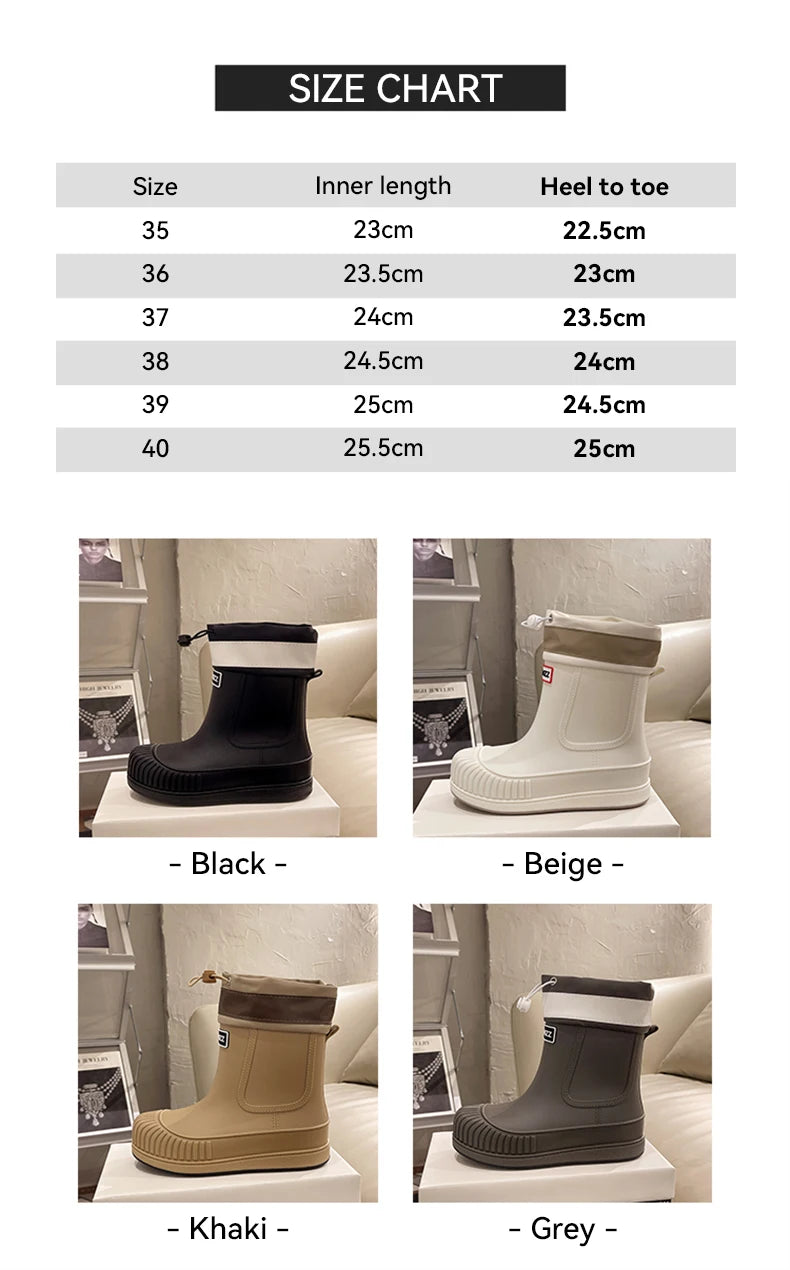 Lady Rain Boots Fashion Non-slip Soft Comfort Waterproof Rain Boots Women Outdoor Hiking School Rainy Days On Foot Camping