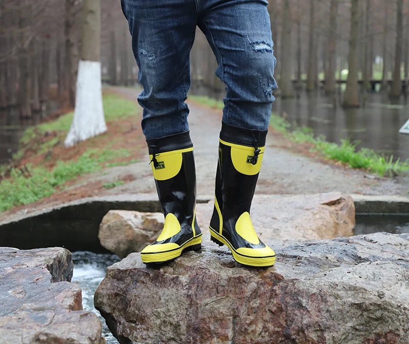 Men's Spring Summer New Mid-High Tube Breathable Rubber Warm Waterproof Faionable Comfortable Anti-Slip Rain Boots