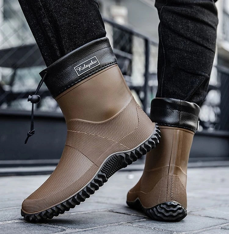 Waterproof Short Rain Boots for Men Chef Kitchen Wear-resistant Garden Wellies Low-heel Work Outdoor Original Summer Man Shoes