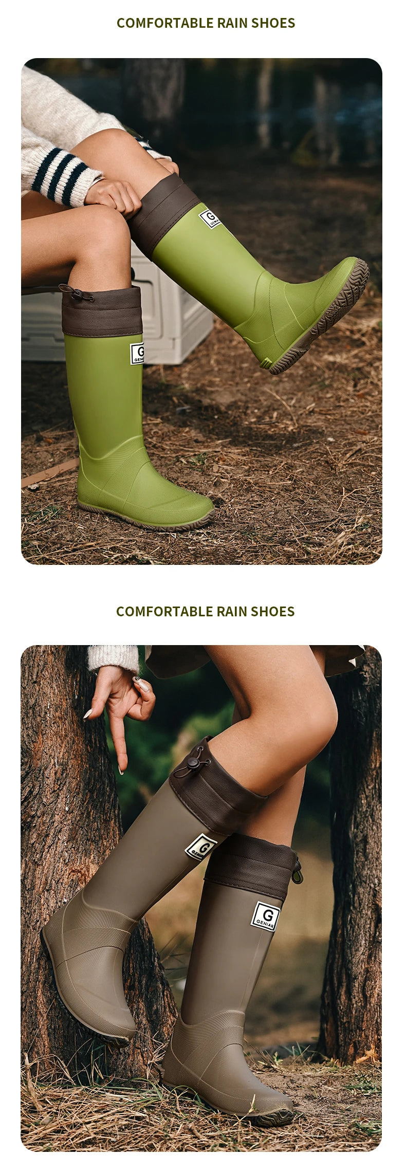 Fashionable Man&Women's Short Sleeve Rain Shoes  Non-slip Rain Boots Fleece Lined For Adults outdoor Work Shoes