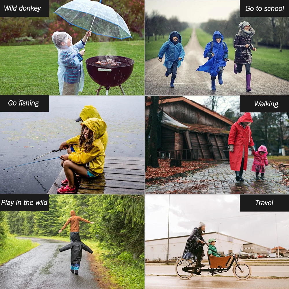 Raincoat Kids 6-13 Years Boys Girls Rain Jackets Fashion Raincoats Outdoor Portable Lightweight Clothing Reusable Poncho