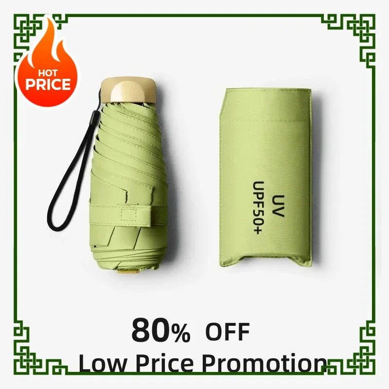 Umbrella for Both Sunny Rainy Days Off Mini Portable UV Protection Folding Sun Rain Shield Compact Capsule UPF50+Travel Umbrella