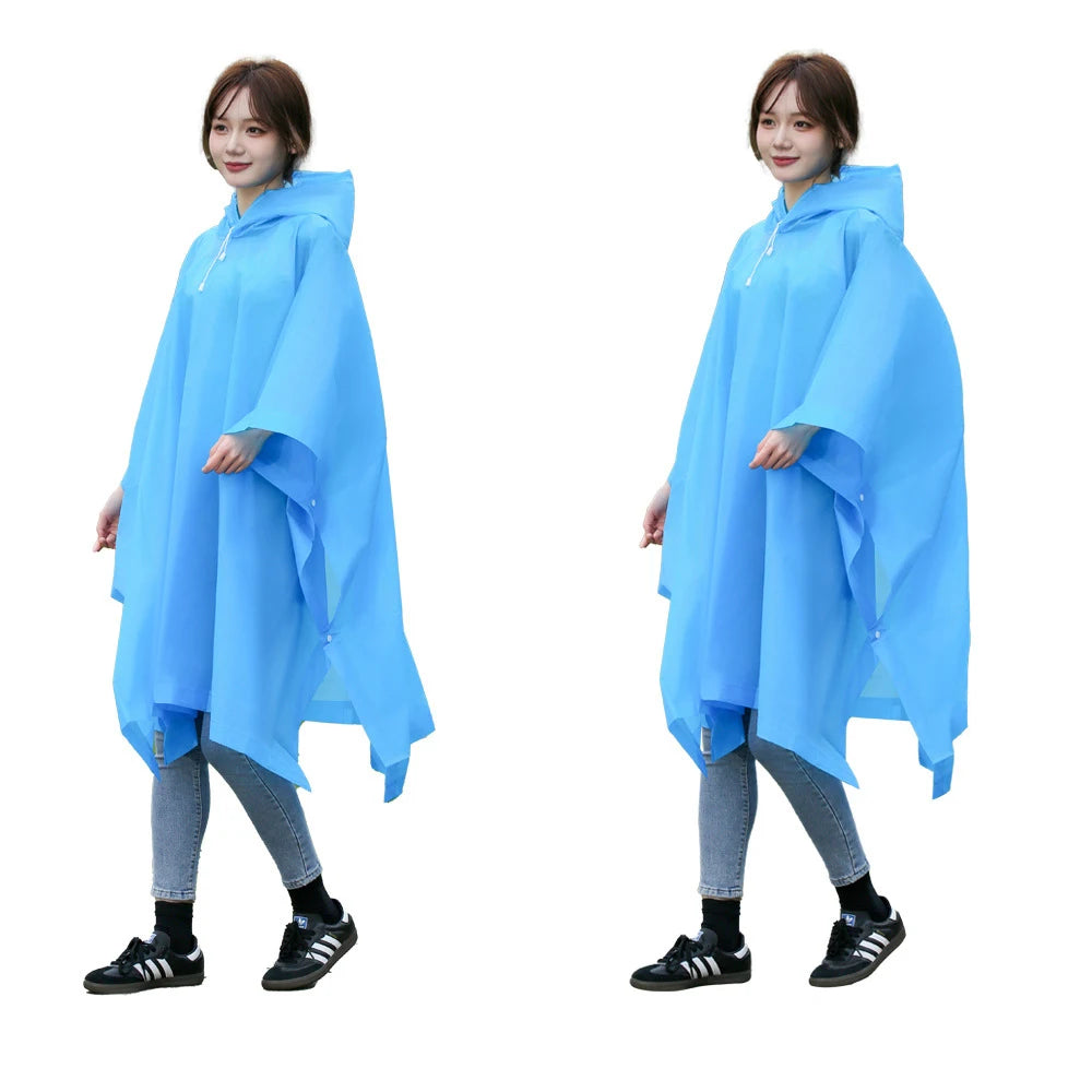 Disposable raincoat, cloak style three in one thick raincoat, suitable for camping, fishing, hiking, and trekking.