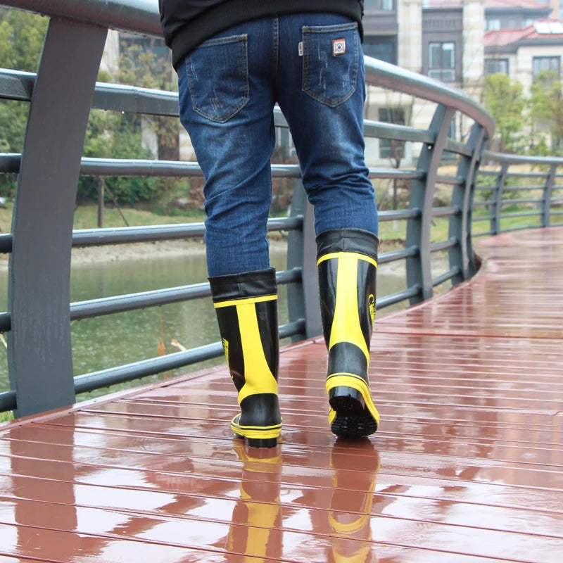 Men's Spring Summer New Mid-High Tube Breathable Rubber Warm Waterproof Faionable Comfortable Anti-Slip Rain Boots