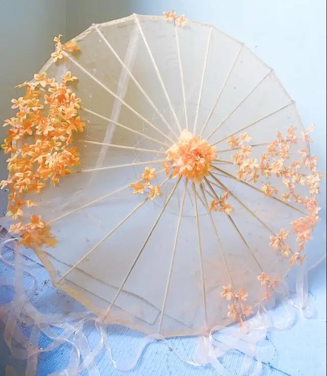 LED Yarn Silk Cloth Lace Decorative Umbrella Beach Parasol Princess Chinese Japan Umbrella Drama Craft Umbrella Cosplay