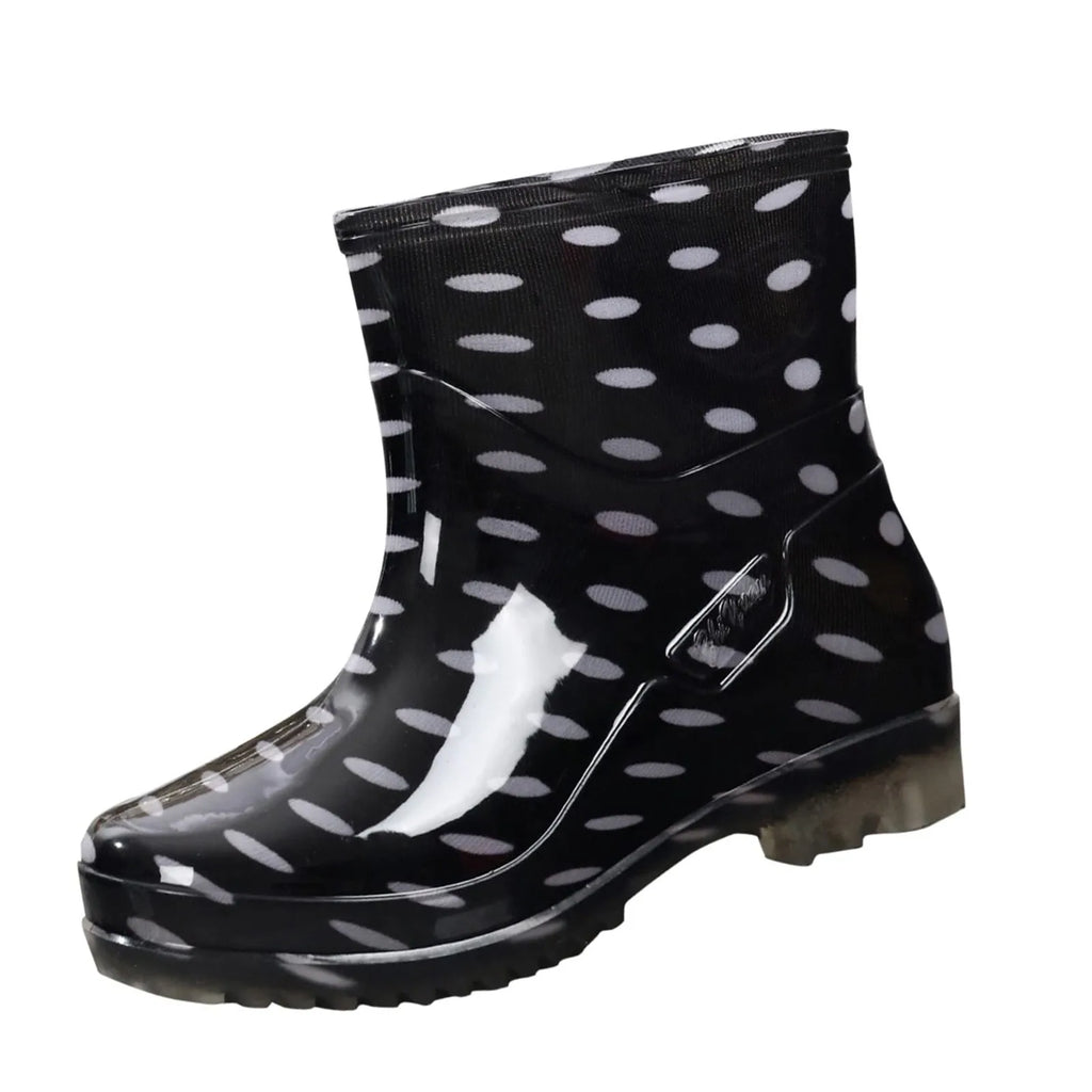 Black Polka Dots Women's Rain Shoes Waterproof And Non-slip Kitchen Work Rubber Shoes Pvc Short Tube Rain Boots Summer Shoes
