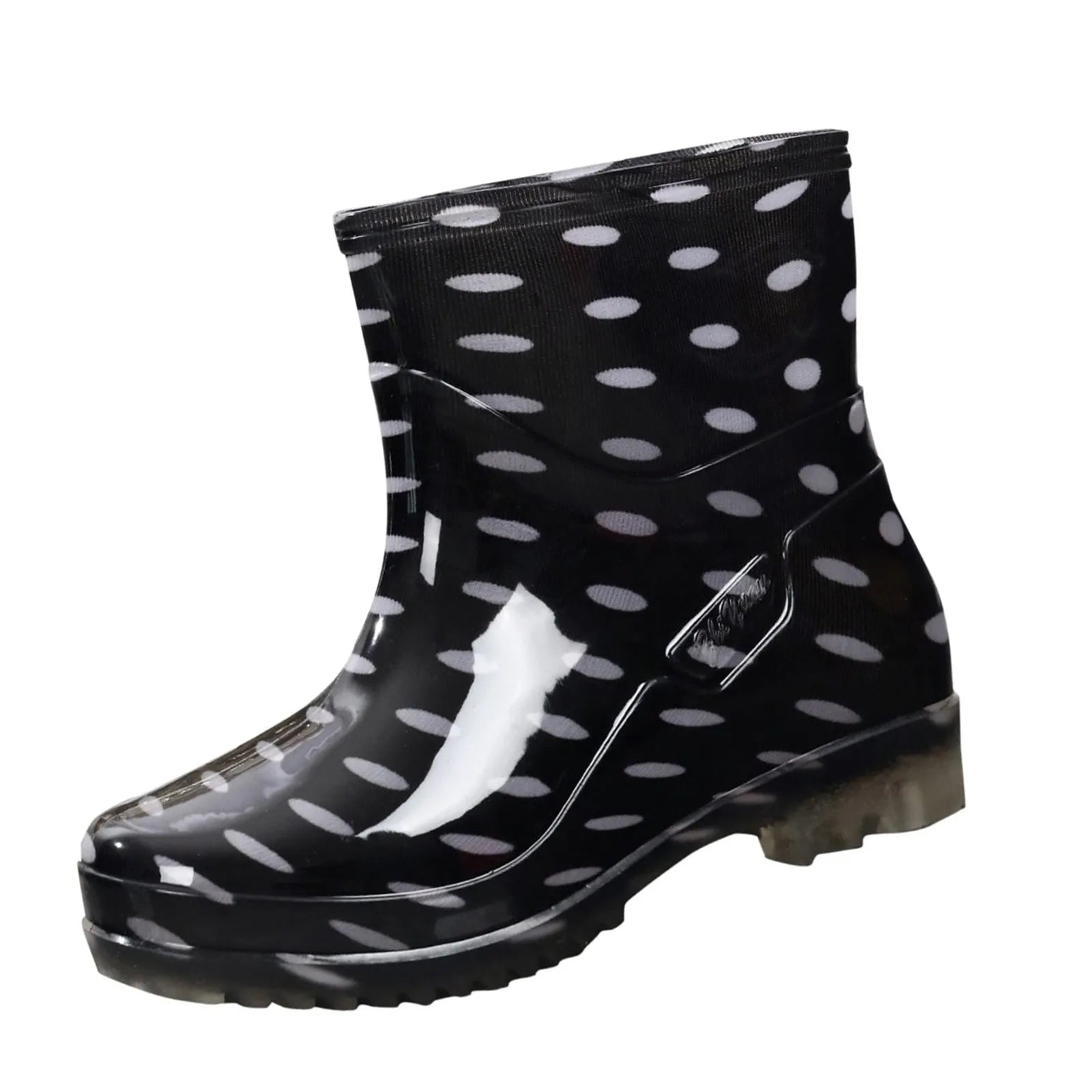 Black Polka Dots Women's Rain Shoes Waterproof And Non-slip Kitchen Work Rubber Shoes Pvc Short Tube Rain Boots Summer Shoes