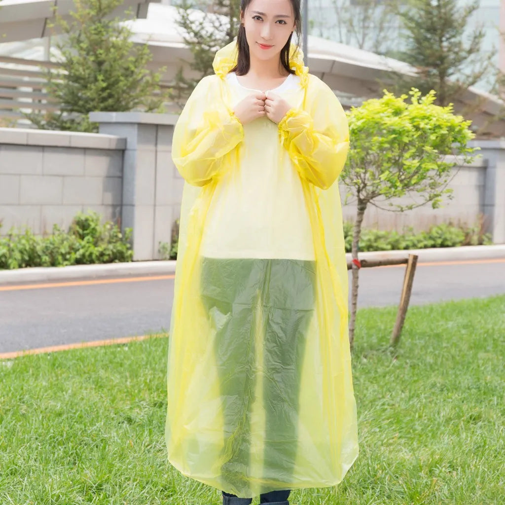 1pc Disposable Rain Ponchos Emergency Raincoat with Hood Clear Raincoat for Men Women Traveling Outdoor Camping Hiking Walking