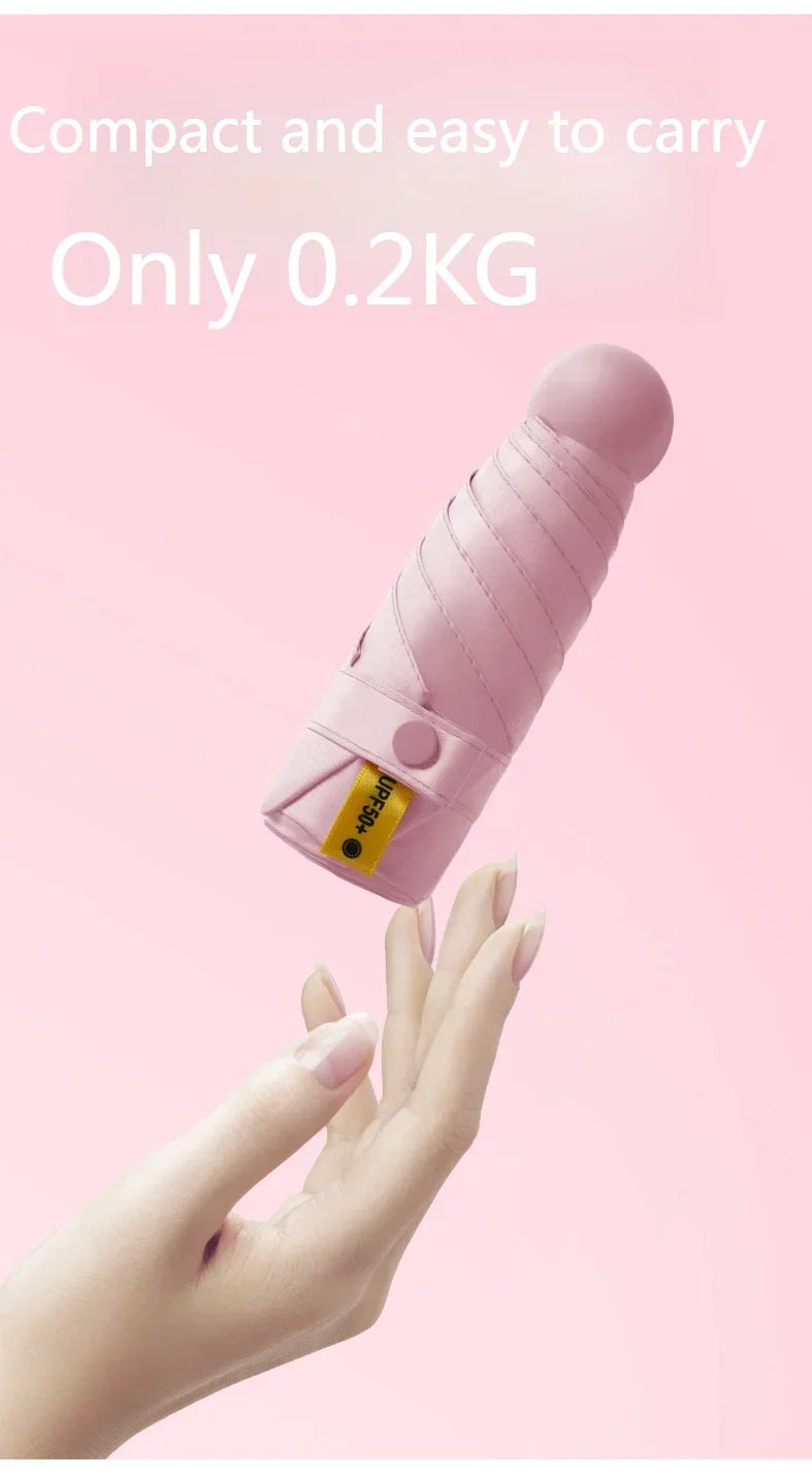 ‌Mini Sunscreen UV Protection Parasol - Compact Pocket-Sized Umbrella for Sunny/Rainy Days, Lightweight Travel Gift Capsule