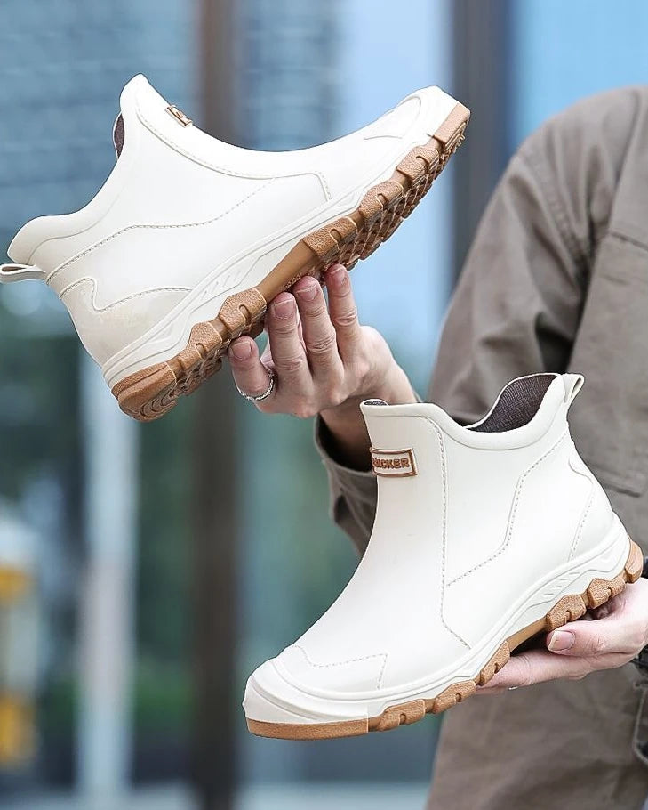 Big Size Waterproof Rain Boots for Men High Quality Ankle Wellies Designer Without Lacing New Wide Toes Original Adult Man Shoes