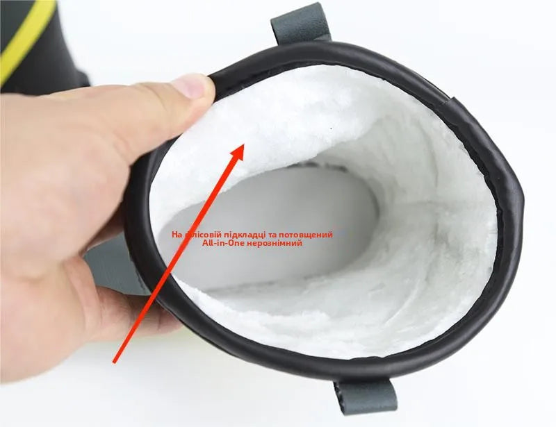 Thiened Fce Lined Rubber Rain Boots Men's Mid-Calf Warm Waterproof Non-Slip Fiing Boots Cold Resistant Booties