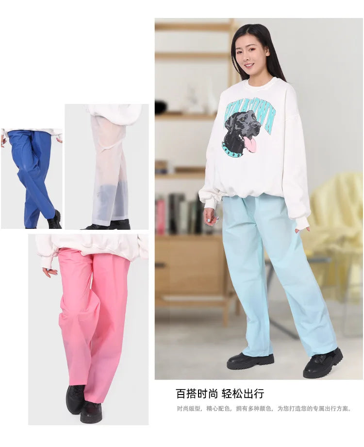 Single Rain Pants Long Thick Outdoor Portable Non-disposable Waterproof Thickening Rain Pants for Men Women Walking Drift Half