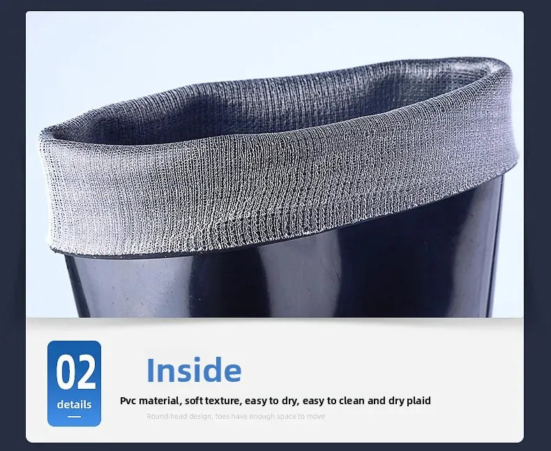 Thickened Cotton Lined Long Tube Winter Rain Boots Men's High Top round Toe Water Shoes Kitchen Shoes with Fleece Men's Rain Sho