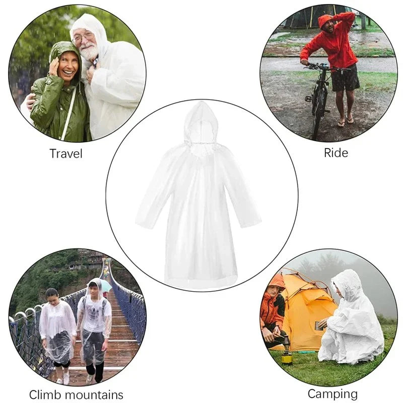 1/6PCS Disposable Waterproof Raincoat Outdoor Hiking and Mountaineering Emergency Transparent Adult Raincoat Poncho Raincoat