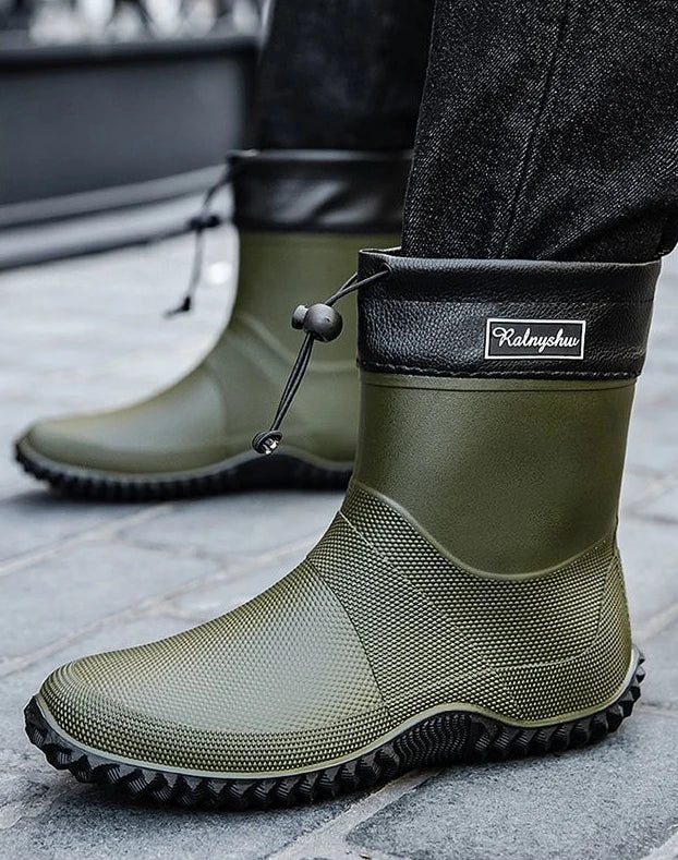 Waterproof Short Rain Boots for Men Chef Kitchen Wear-resistant Garden Wellies Low-heel Work Outdoor Original Summer Man Shoes