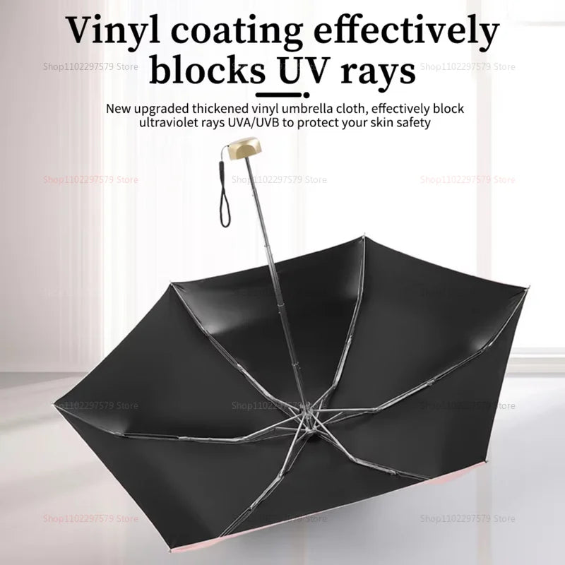 Small Pocket Rainproof Travel Umbrella Anti-UV Vinyl Folding Umbrella Parasol Mini Capsule Pocket Parasol Sun Umbrella