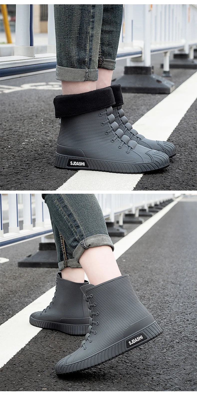 Rain Boots For Men Women Summer Casual Mid-calf Waterproof Shoes Winter Lining With Fleece Warm Anti-slip Wear-resistant Outdoor