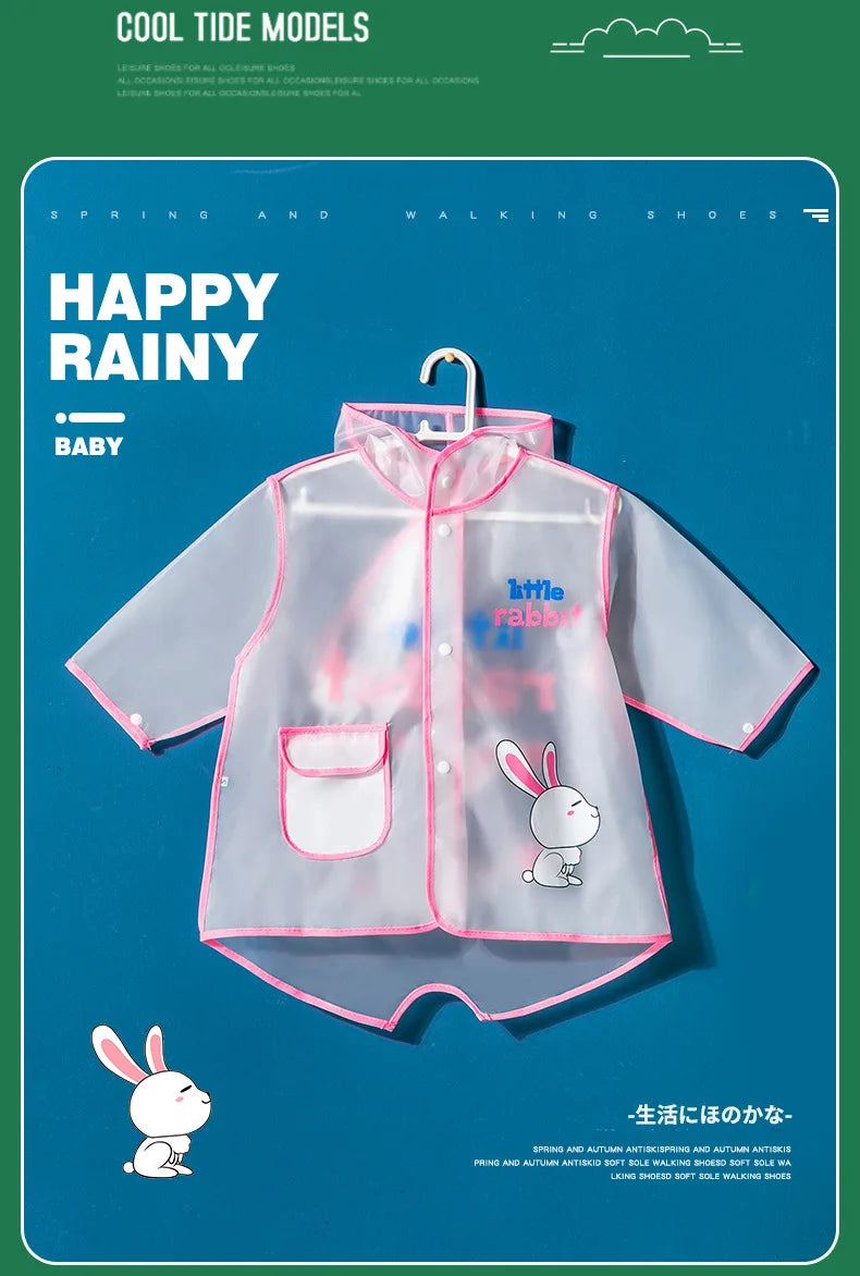 New Children's Transparent Poncho Waterproof Kindergarten Rainwear Children's Raincoat Boys And Girls Medium Length