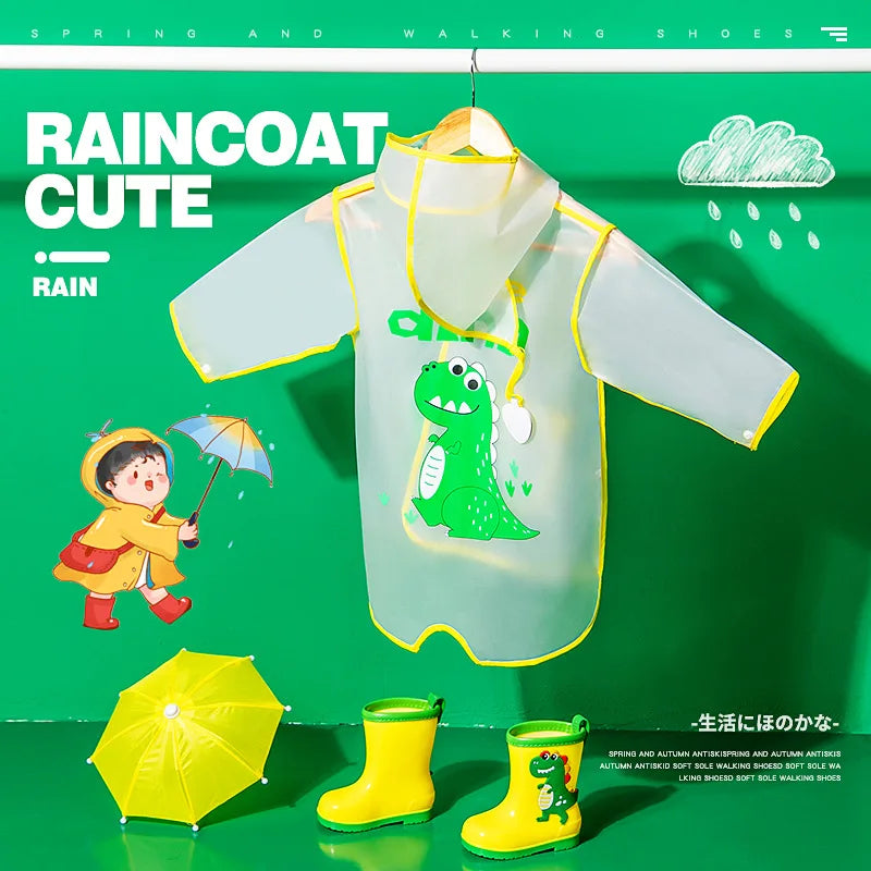 New Children's Transparent Poncho Waterproof Kindergarten Rainwear Children's Raincoat Boys And Girls Medium Length